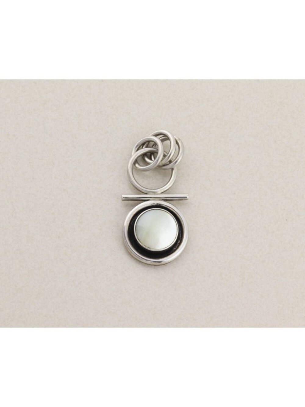 Pendant Only Sterling Silver Natural Mother of Pearl Pendant 2 1/4" x 1" - Picture 5 of 6
